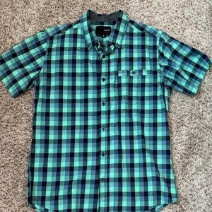 Hurley Green and Black Plaid Button-Down Shirt